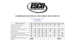 Desktop Screenshot of ethics.escotechnologies.com